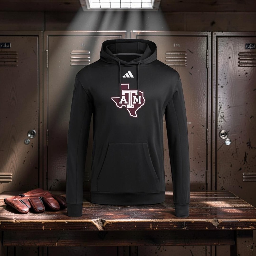 Adidas Texas A&M Aggies Mens Black Performance Pullover Hoodie Sweatshirt - Picture 1 of 3